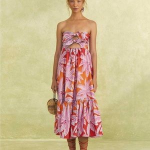 Farm rio red coconut tree midi dress